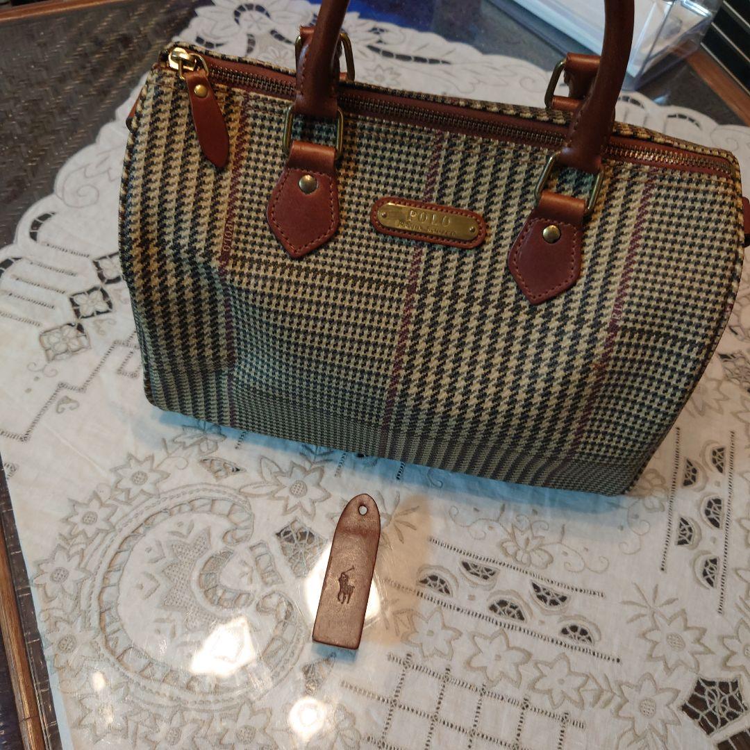 M*g様 ポロラルフローレンミニボストンバッグ　ブラウングレンチェック