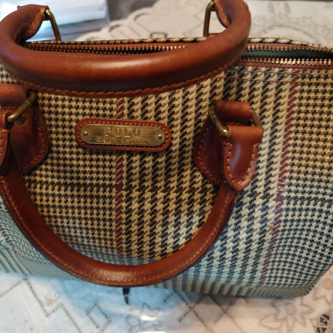 M*g様 ポロラルフローレンミニボストンバッグ　ブラウングレンチェック