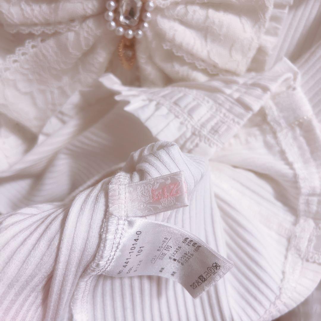 LIZLISA リズリサ ストロベリー刺繍セーラーリブブラウス 白 ホワイト