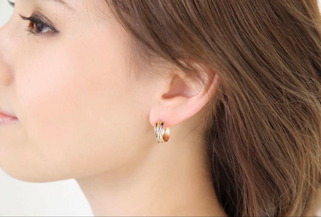 K18フープ型ピアス 片方　トリニティ 18金