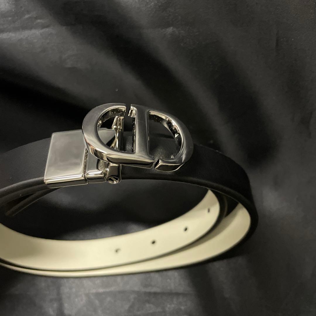 【新品・未使用】Dior レザー ベルト ブラック/ホワイト　リバーシブル