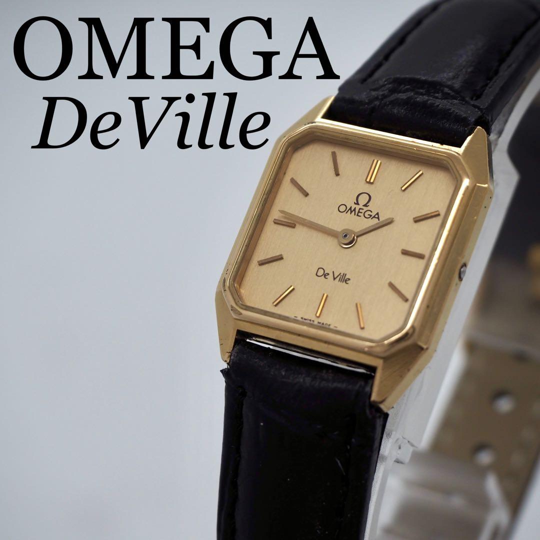 180 稼働【美品】OMEGA 時計　デビル ゴールド　スクエア　レディース