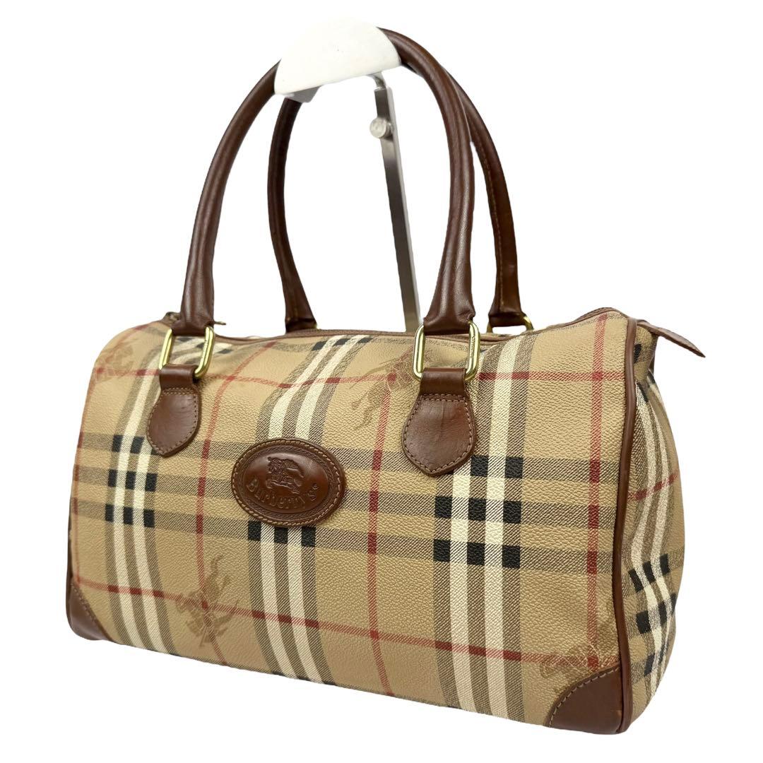 バーバリー PVC レザー ミニボストンバッグ ノバチェック シャドーホース