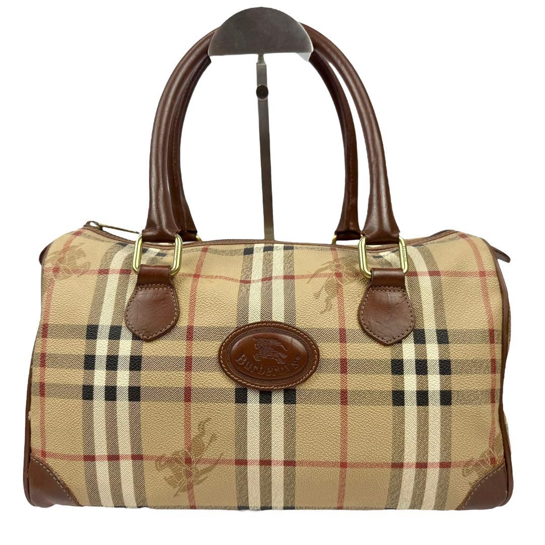 バーバリー PVC レザー ミニボストンバッグ ノバチェック シャドーホース