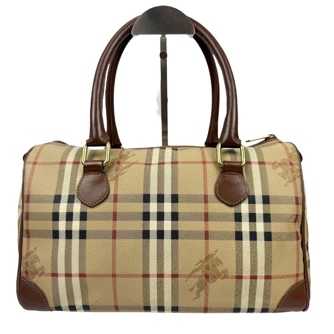 バーバリー PVC レザー ミニボストンバッグ ノバチェック シャドーホース