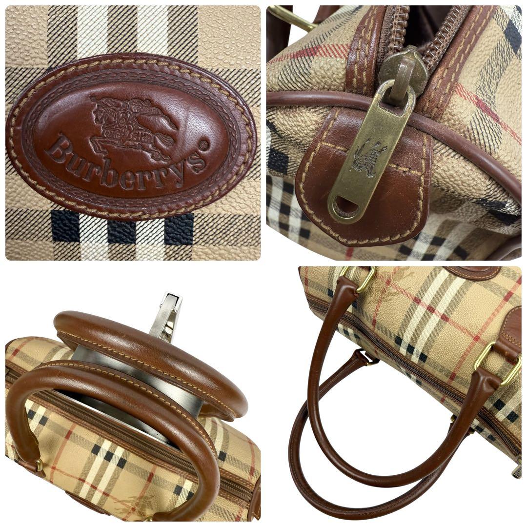 バーバリー PVC レザー ミニボストンバッグ ノバチェック シャドーホース