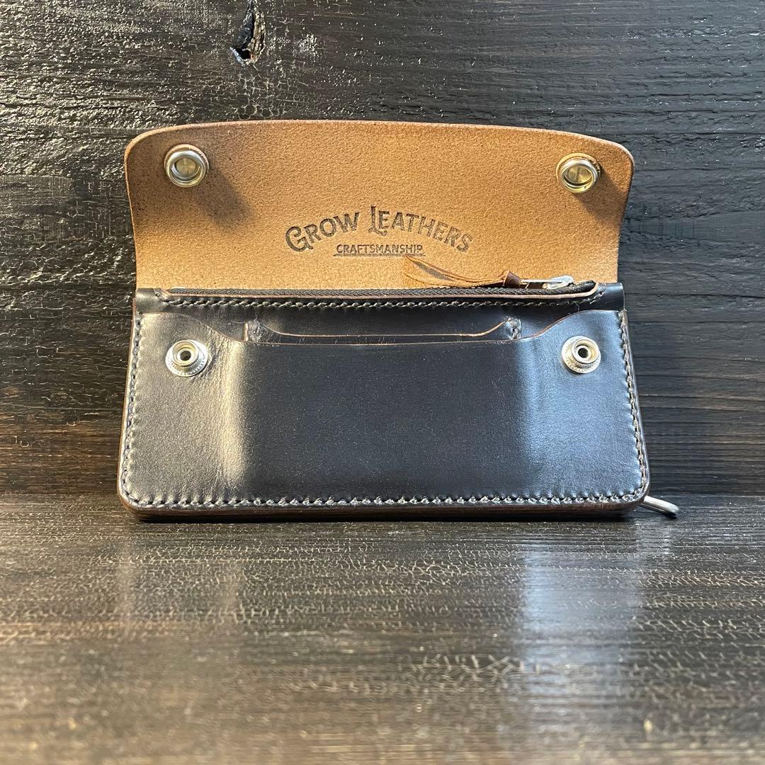 HORWEENクロムエクセル　セミロングトラッカーウォレット2層シルバーコンチョ