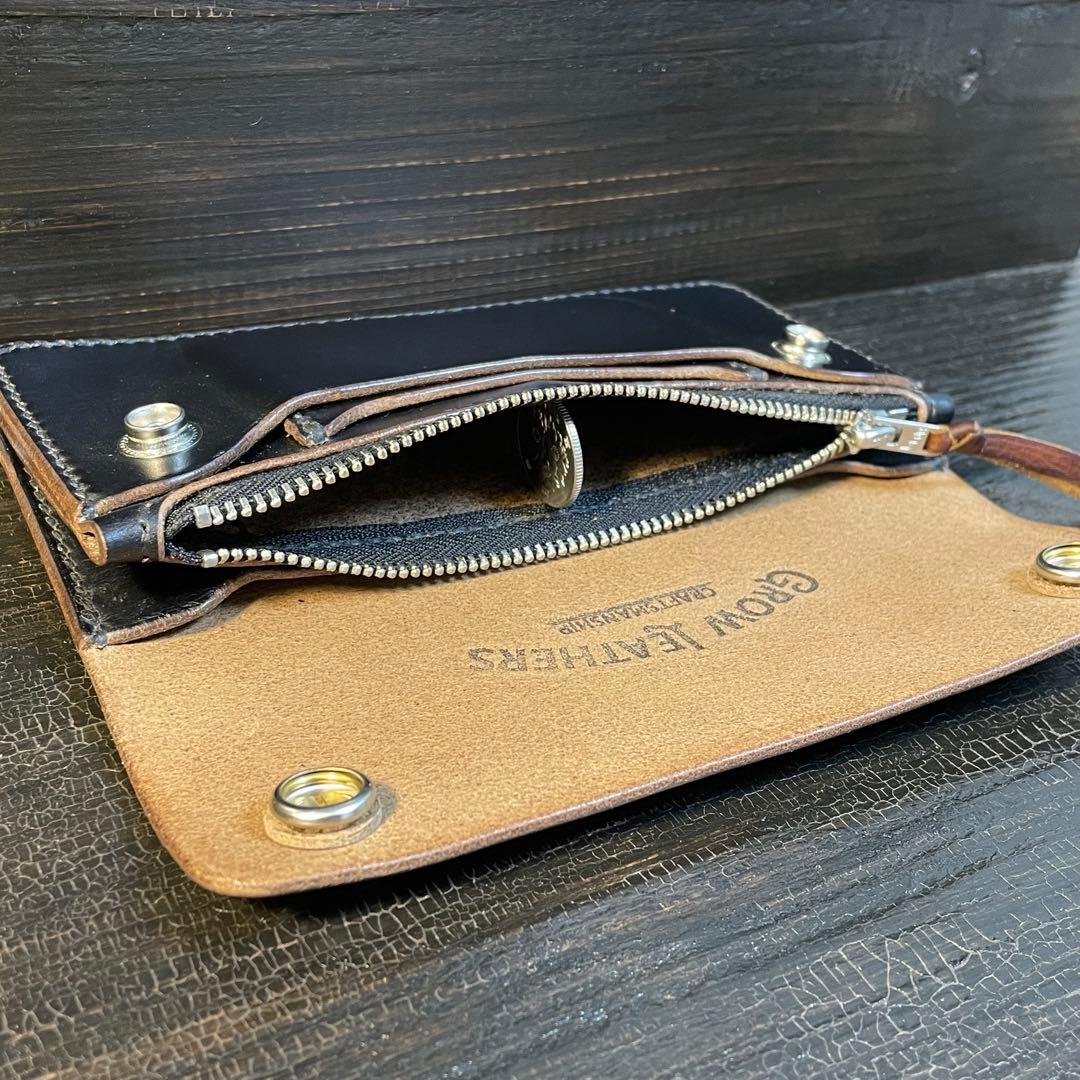 HORWEENクロムエクセル　セミロングトラッカーウォレット2層シルバーコンチョ