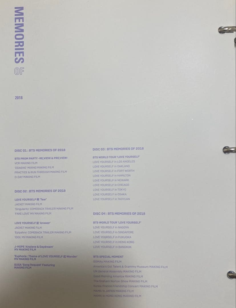 BTS MEMORIES OF 2018 グク トレカ