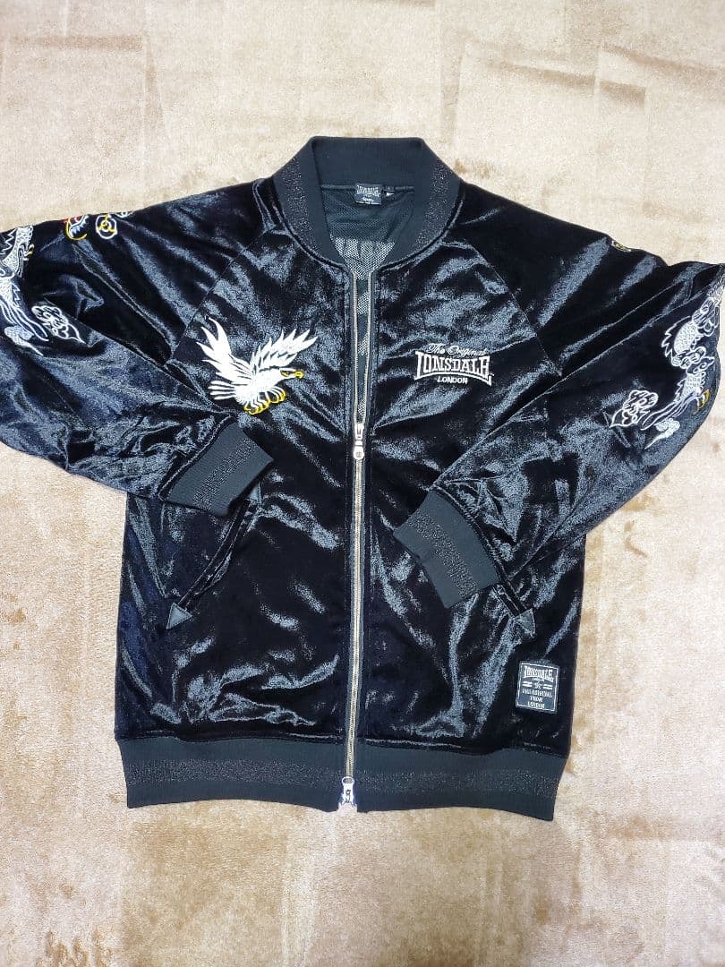 お*ね様 ロンズデール ベルベットスカジャン 虎&ドラゴン ブラック L