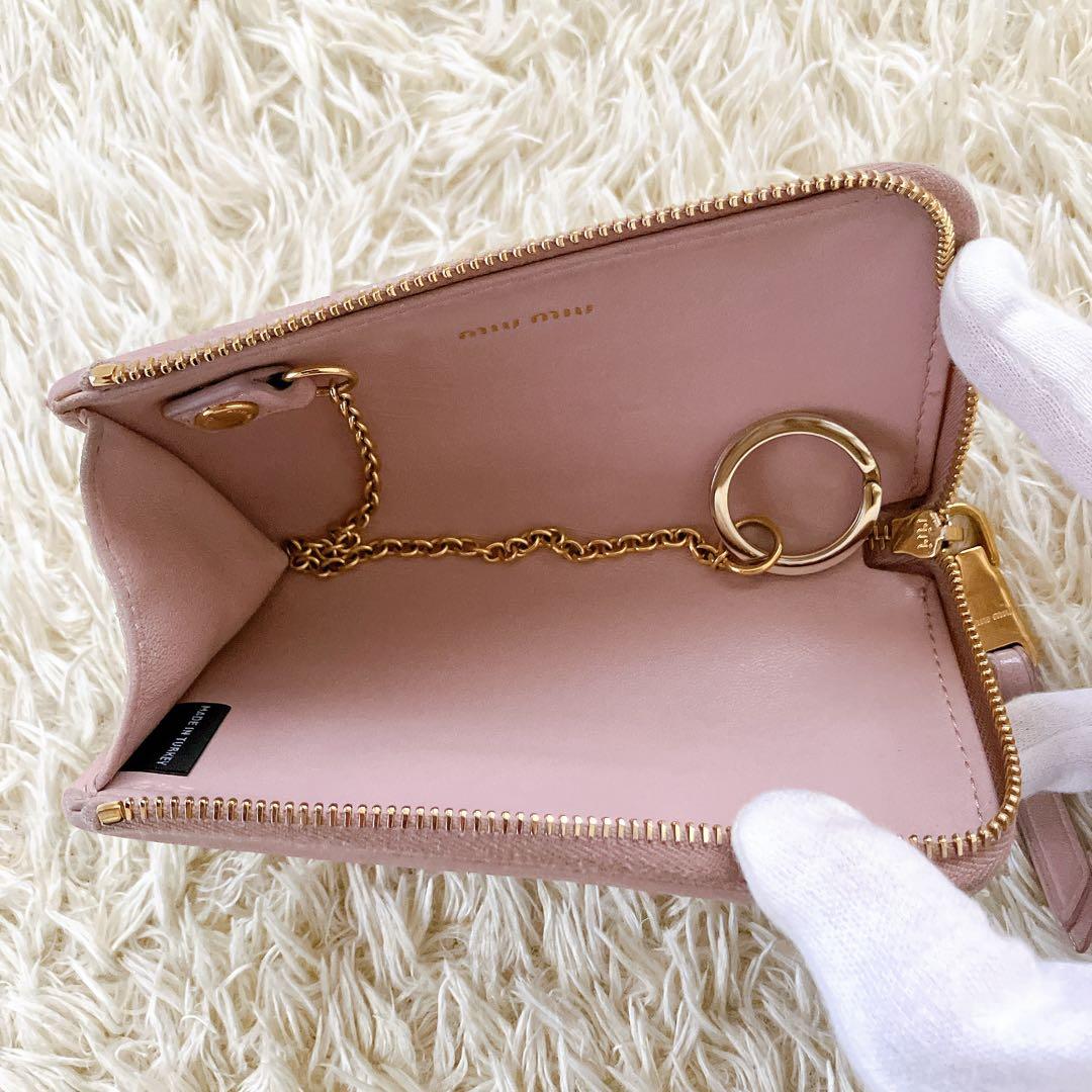 良品✨ミュウミュウ♡ケース キーリング付き マテラッセ ピンク ゴールド