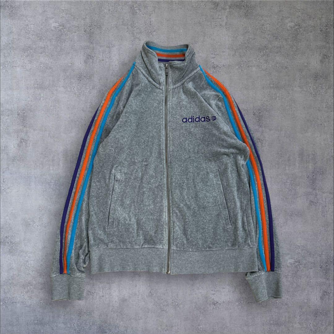 adidas トラックジャケット　ベロア調　マルチカラー　上下セット　ダンス