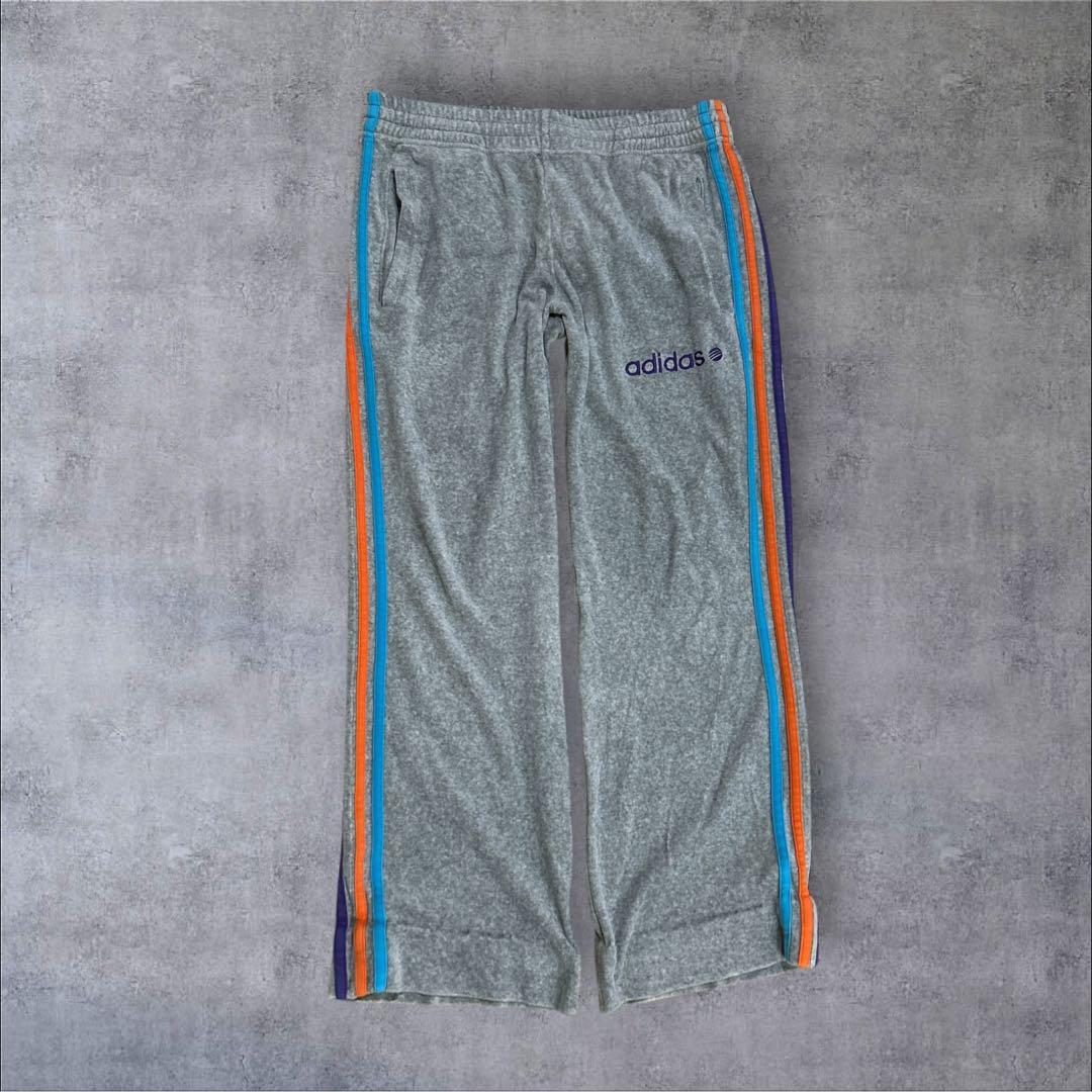 adidas トラックジャケット　ベロア調　マルチカラー　上下セット　ダンス