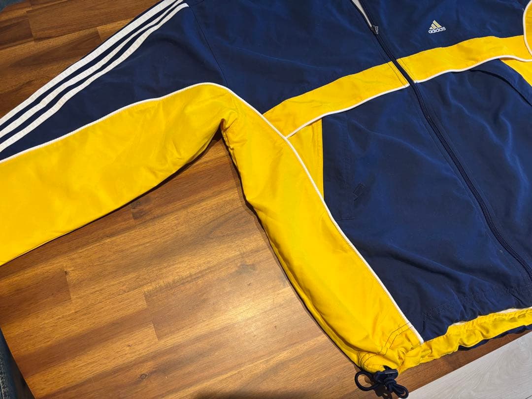 adidas ナイロンジャケット ネイビー イエロー 90s 古着
