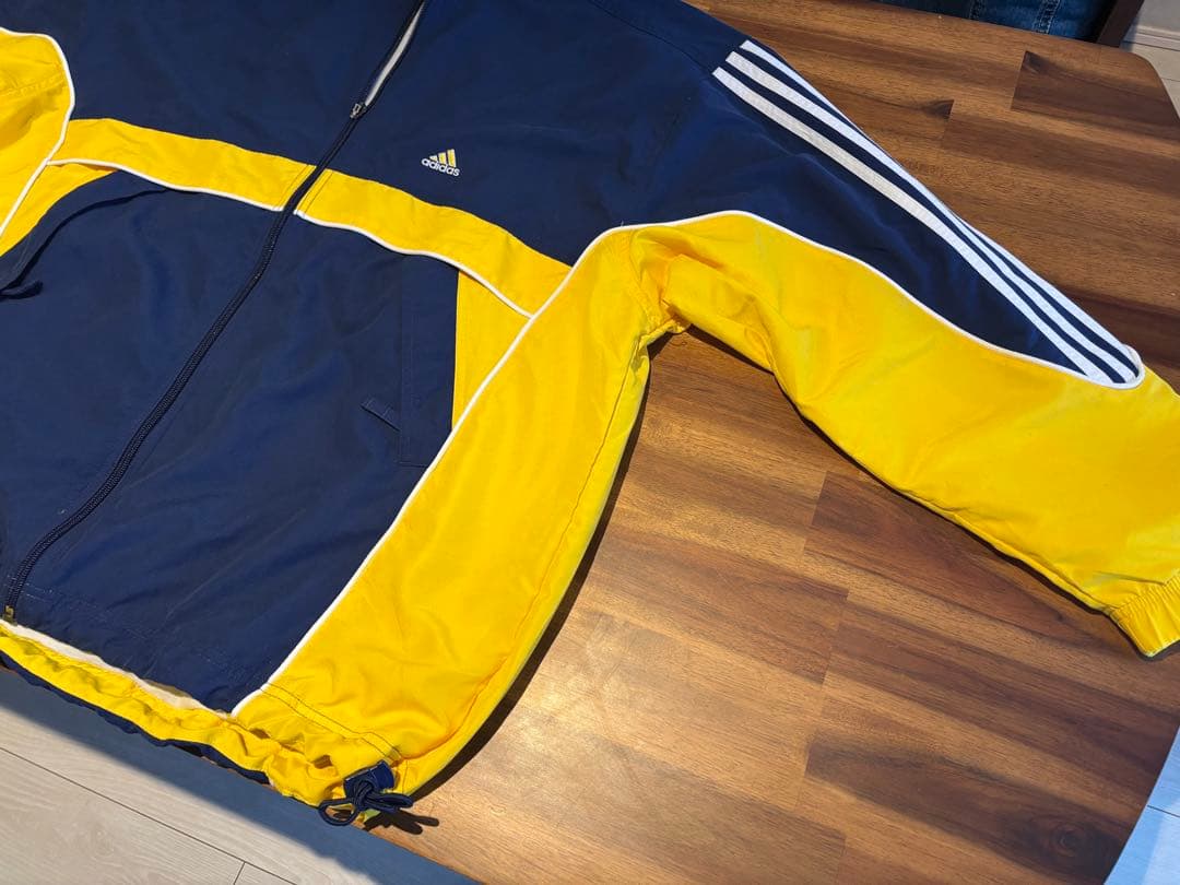 adidas ナイロンジャケット ネイビー イエロー 90s 古着