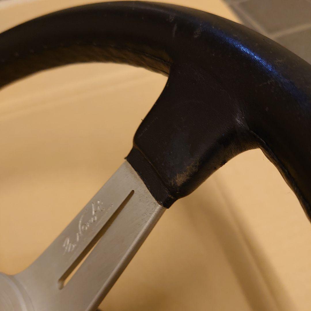 ナルディクラシック・ブラックレザー&シルバースポーク360mm(N131)