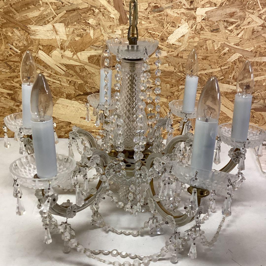 ヤマギワ　クリスタルビーズの6灯　アンティーク　シャンデリア　100V（H100