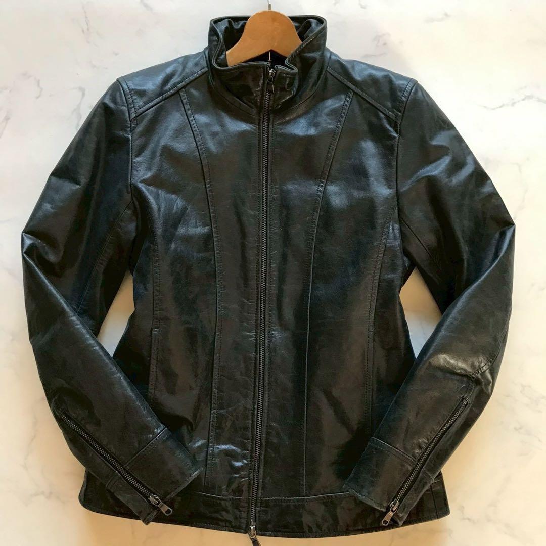 XL相当✨テットオム 牛革 レザージャケット 裏地キルティング ブラック 高級感