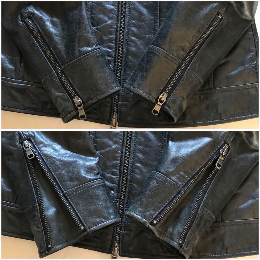 XL相当✨テットオム 牛革 レザージャケット 裏地キルティング ブラック 高級感