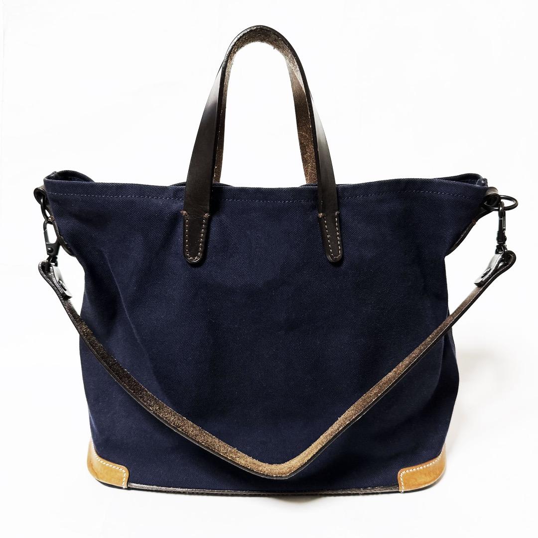 ■BEAMUS/ビームス・キャンバス ショルダー＆トートバック・ネイビー美品■