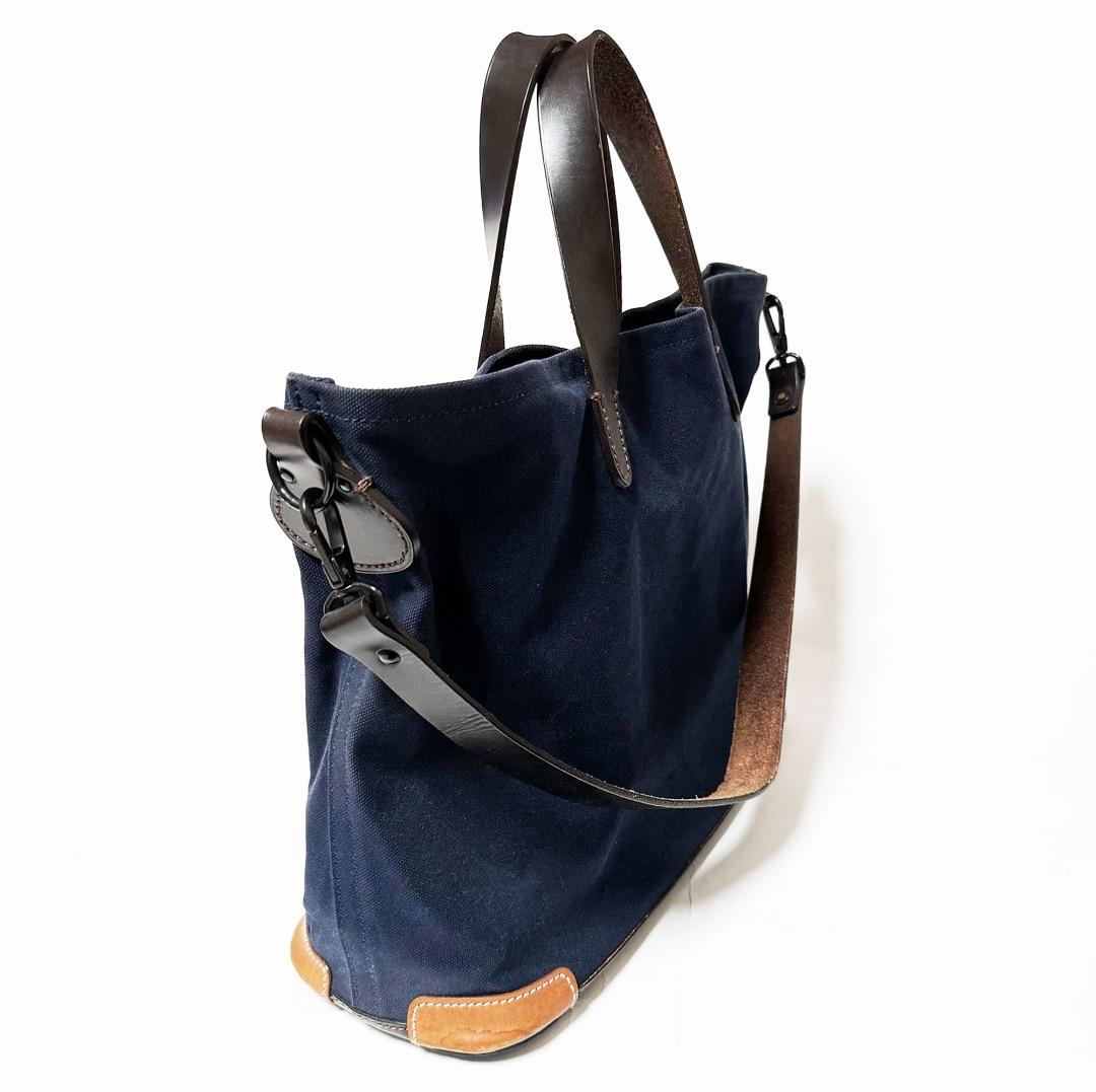 ■BEAMUS/ビームス・キャンバス ショルダー＆トートバック・ネイビー美品■