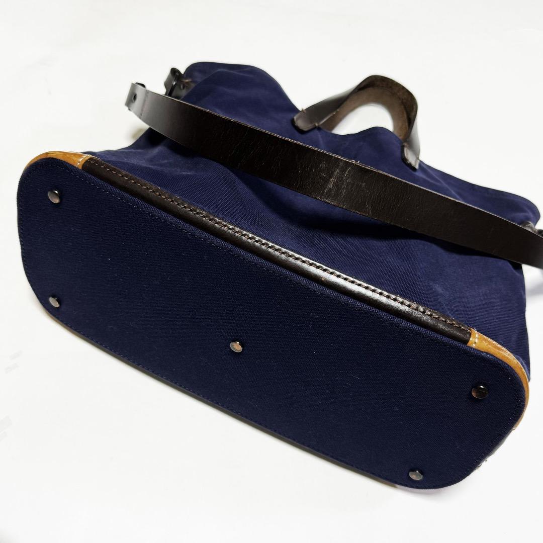 ■BEAMUS/ビームス・キャンバス ショルダー＆トートバック・ネイビー美品■