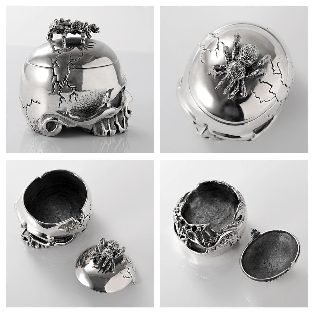 1点もの 巨大 蜘蛛 スパイダー スカル 灰皿 頭蓋骨 オブジェ にも