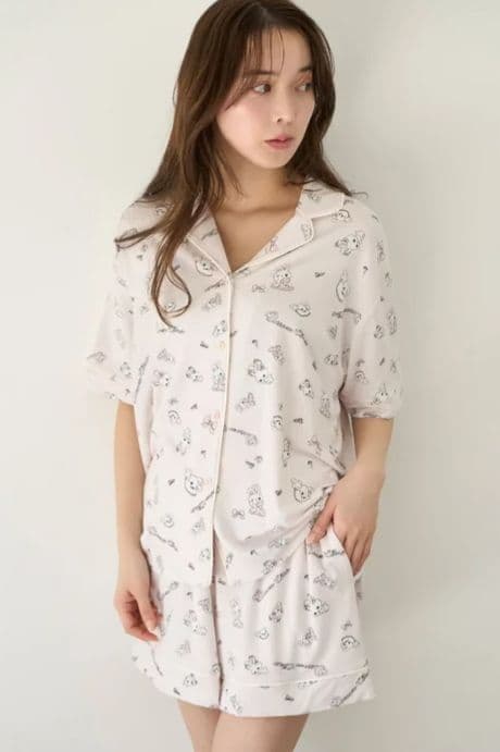 k SNIDEL カットプリントシャツ×ショートパンツ