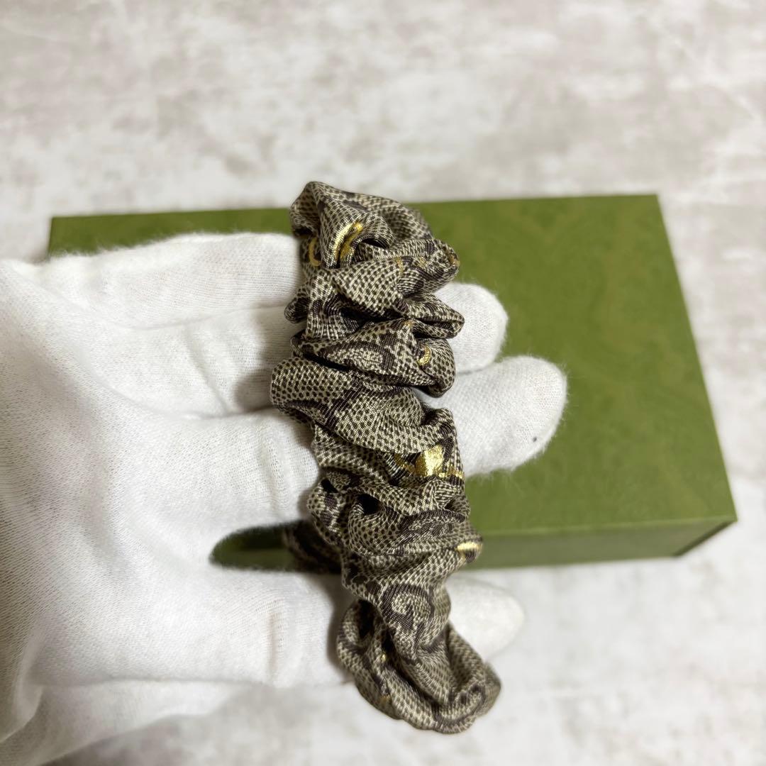 H194 GUCCI グッチ　シュシュ　セット　シルク　GG柄　箱・保存袋付き