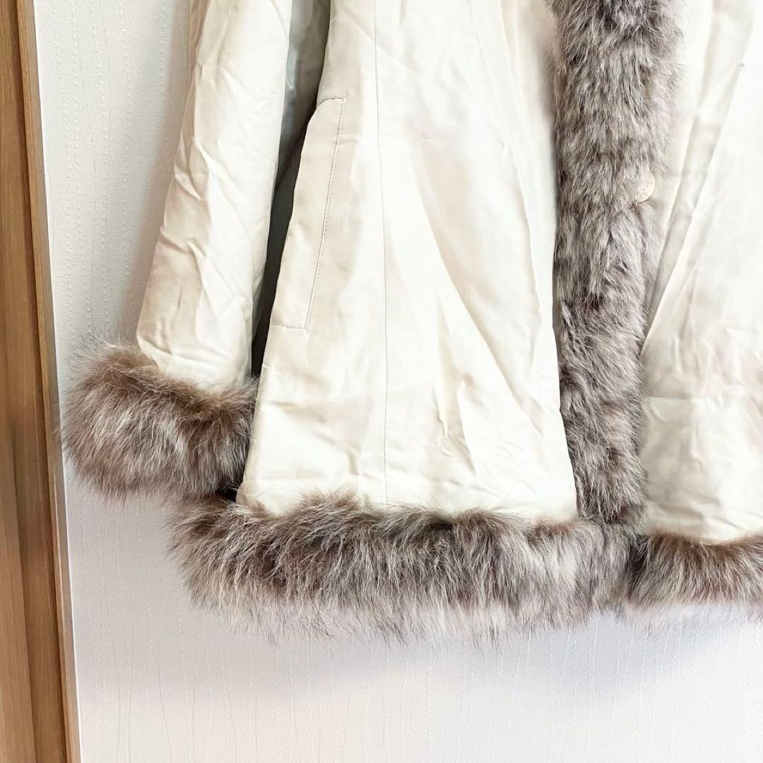 0164 BALMAIN 中綿ミドルコート Mサイズ シルク ブルーフォックス