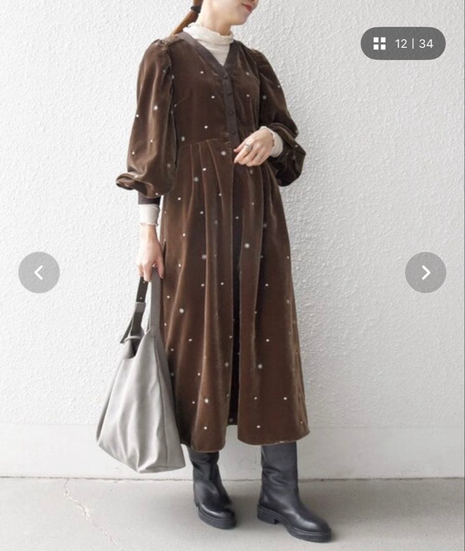 SHIPS any ブラウン フレアワンピース