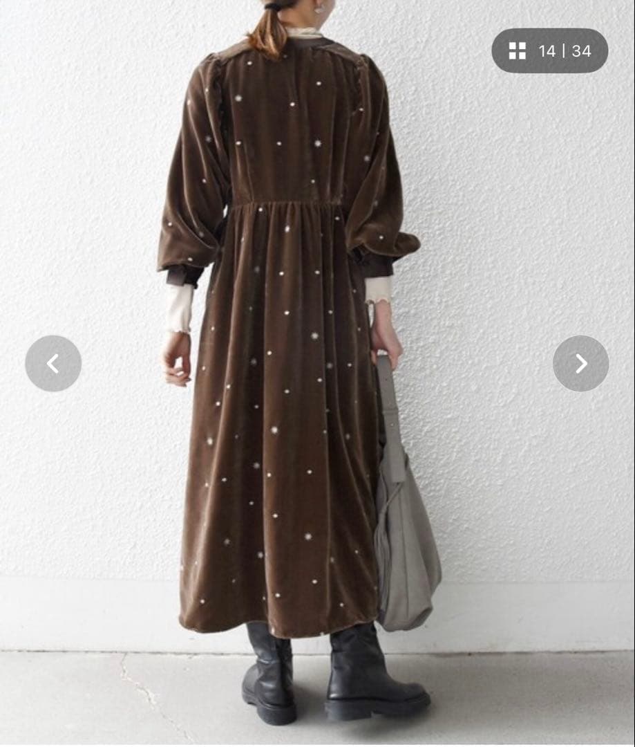 SHIPS any ブラウン フレアワンピース