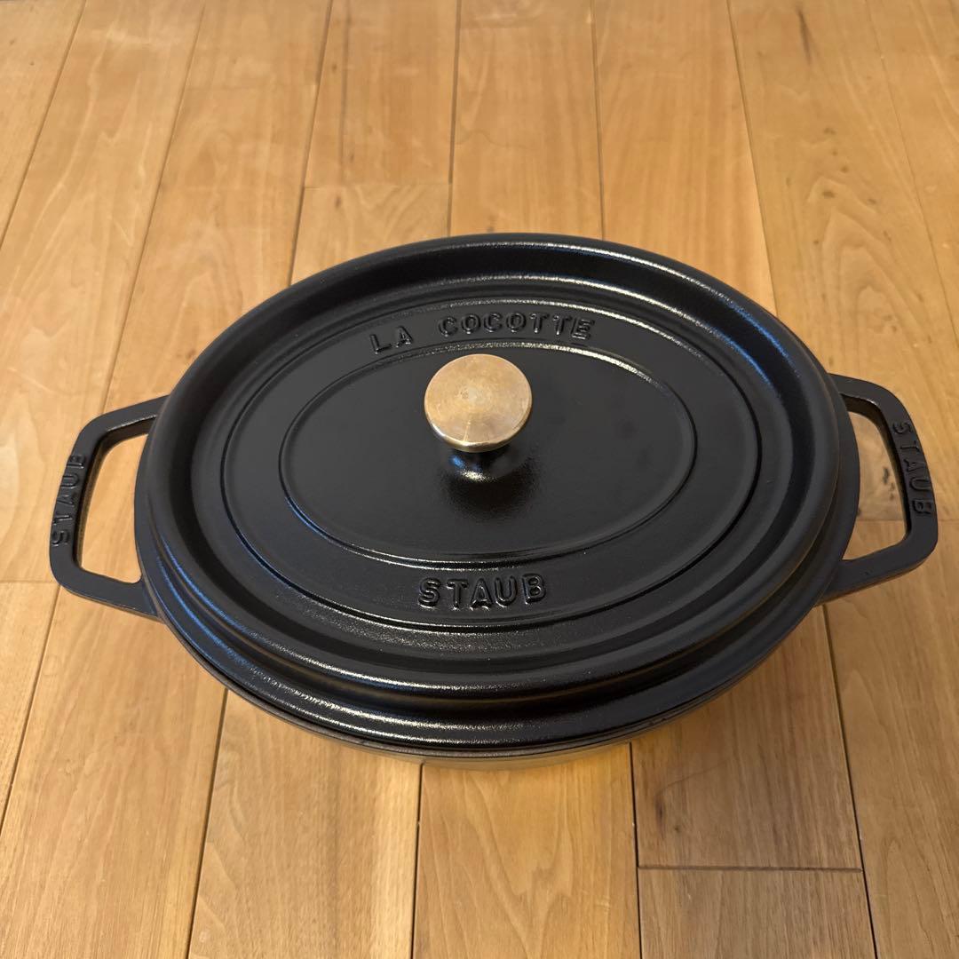 美品　STAUB ココット　鍋 黒　27㎝　ストウブ　オーバル