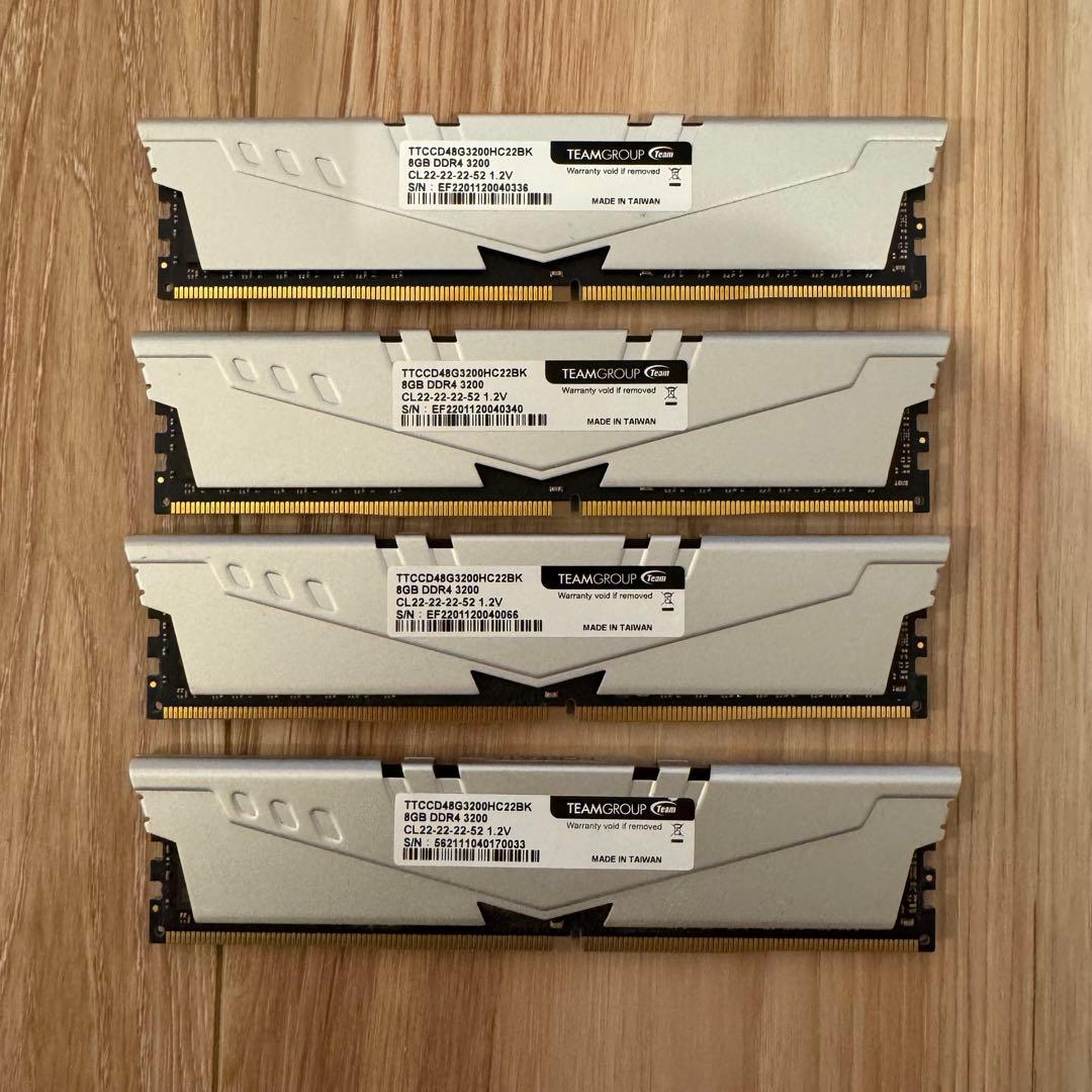 【動作確認済】TEAMGROUP DDR4 3200 8GB×4枚 計32GB