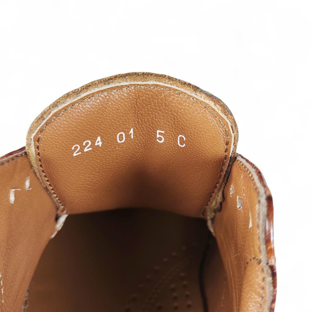 美品|フェラガモ|ゴルフシューズ|クロコダイル型押し|茶|5C|22cm