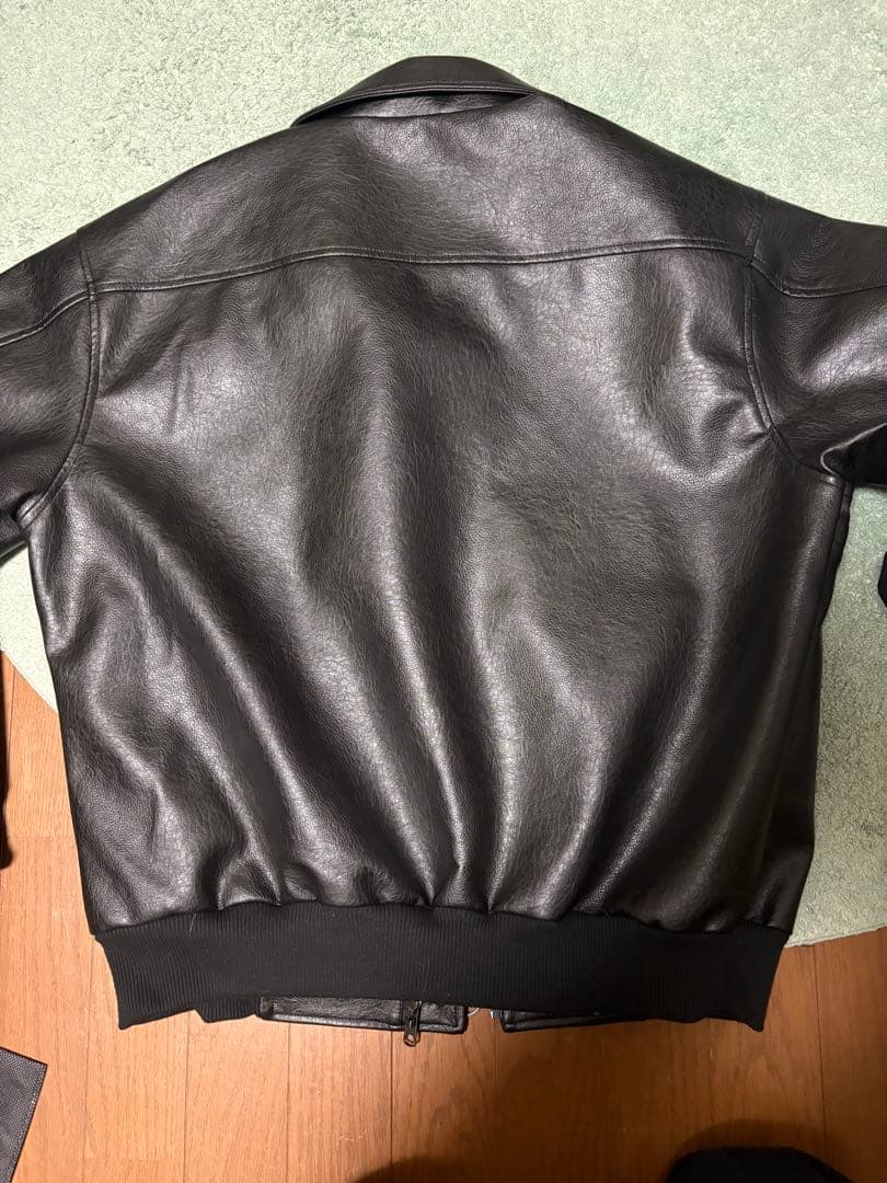 た*す様 ブラックレザージャケット ヒョウ柄裏地　BELVEYファイヤーマンジャ