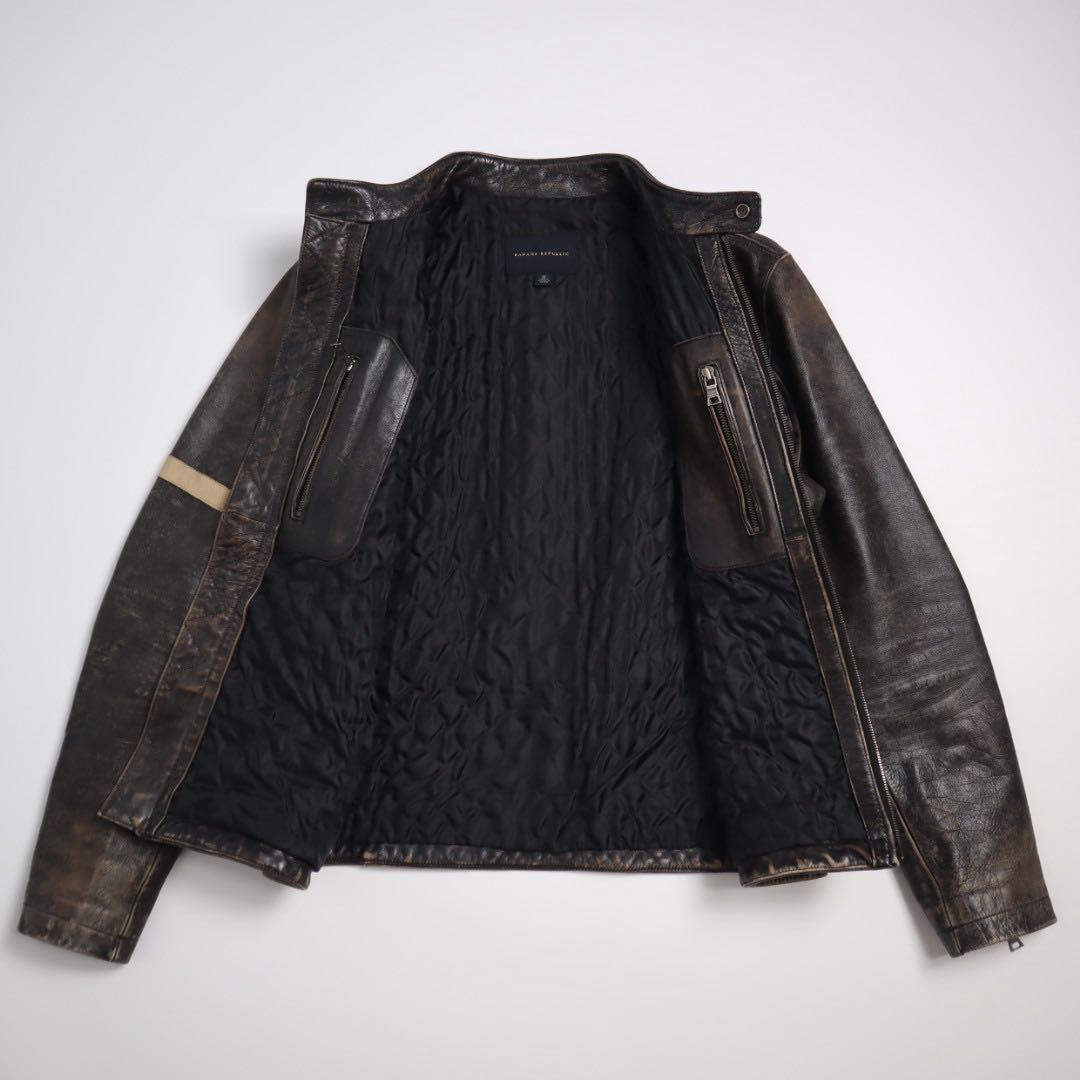 BANANA REPUBLIC vintage加工 ライダース レザージャケット