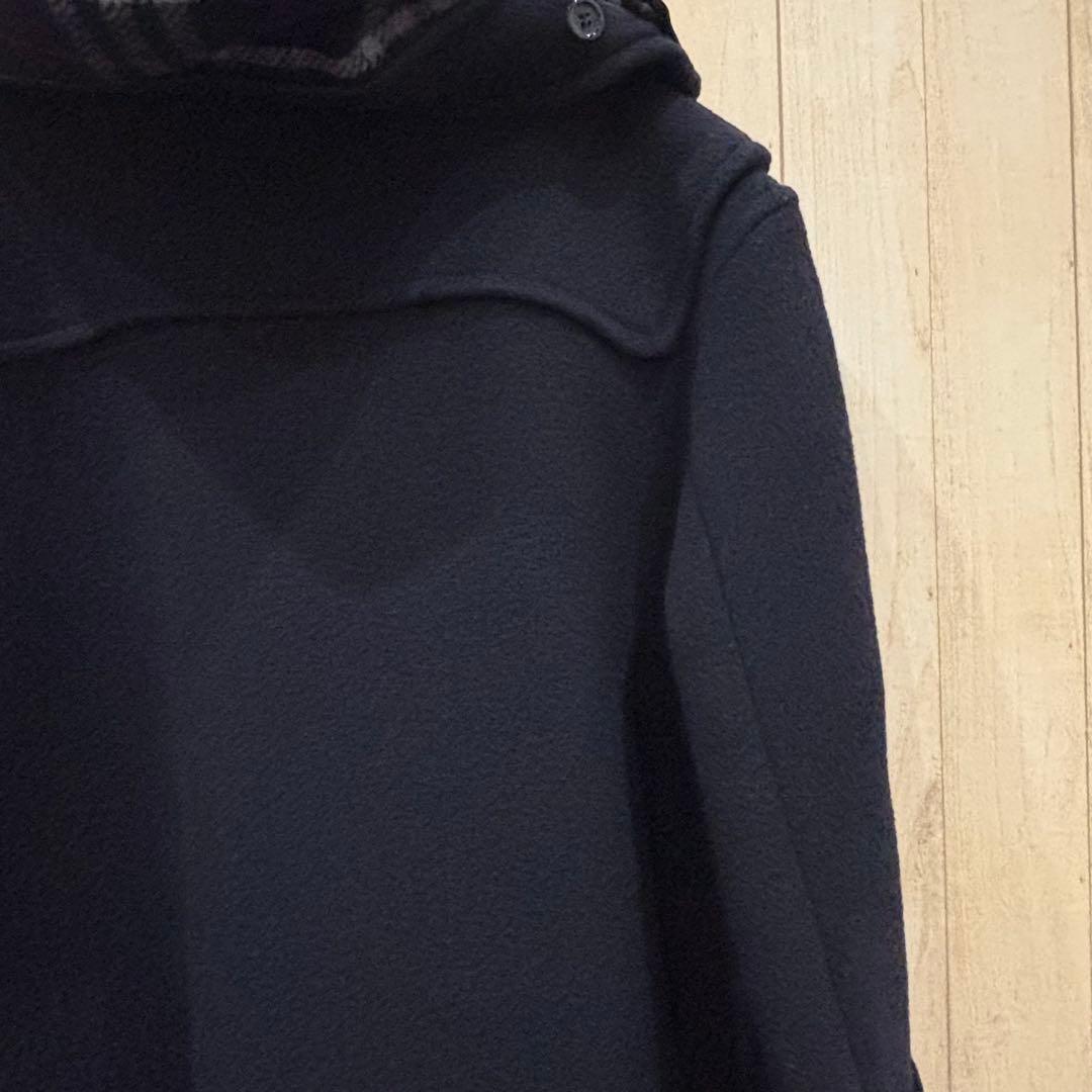 [美品　英国製] バーバリー　ノバチェック　ロング丈　ダッフルコート　ネイビー