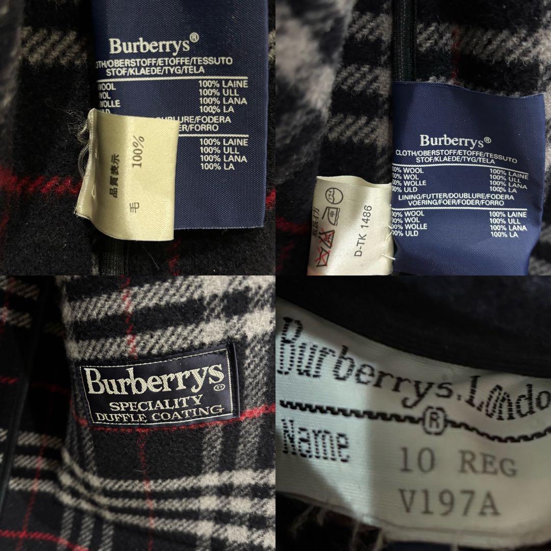 [美品　英国製] バーバリー　ノバチェック　ロング丈　ダッフルコート　ネイビー