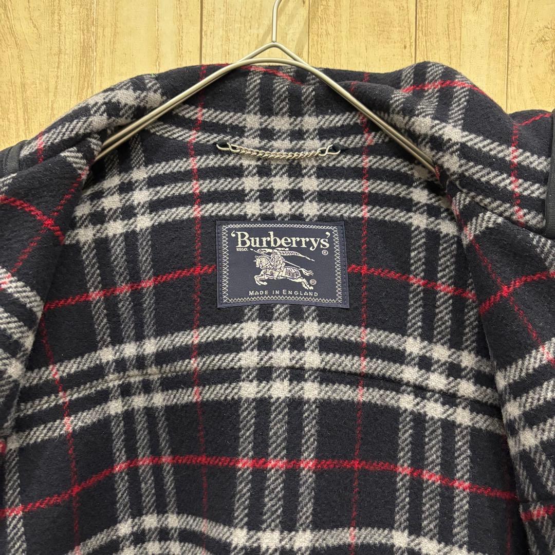 [美品　英国製] バーバリー　ノバチェック　ロング丈　ダッフルコート　ネイビー