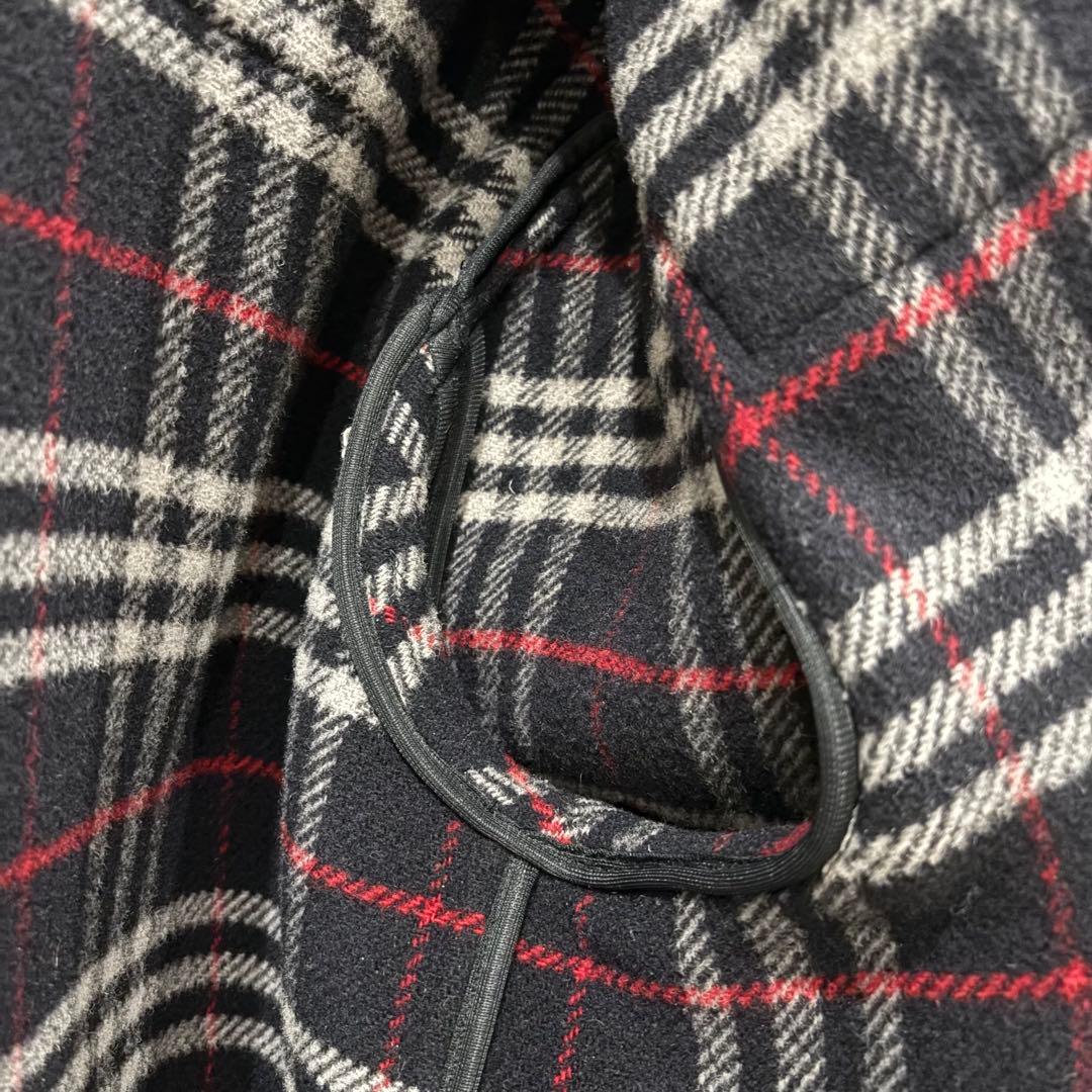 [美品　英国製] バーバリー　ノバチェック　ロング丈　ダッフルコート　ネイビー