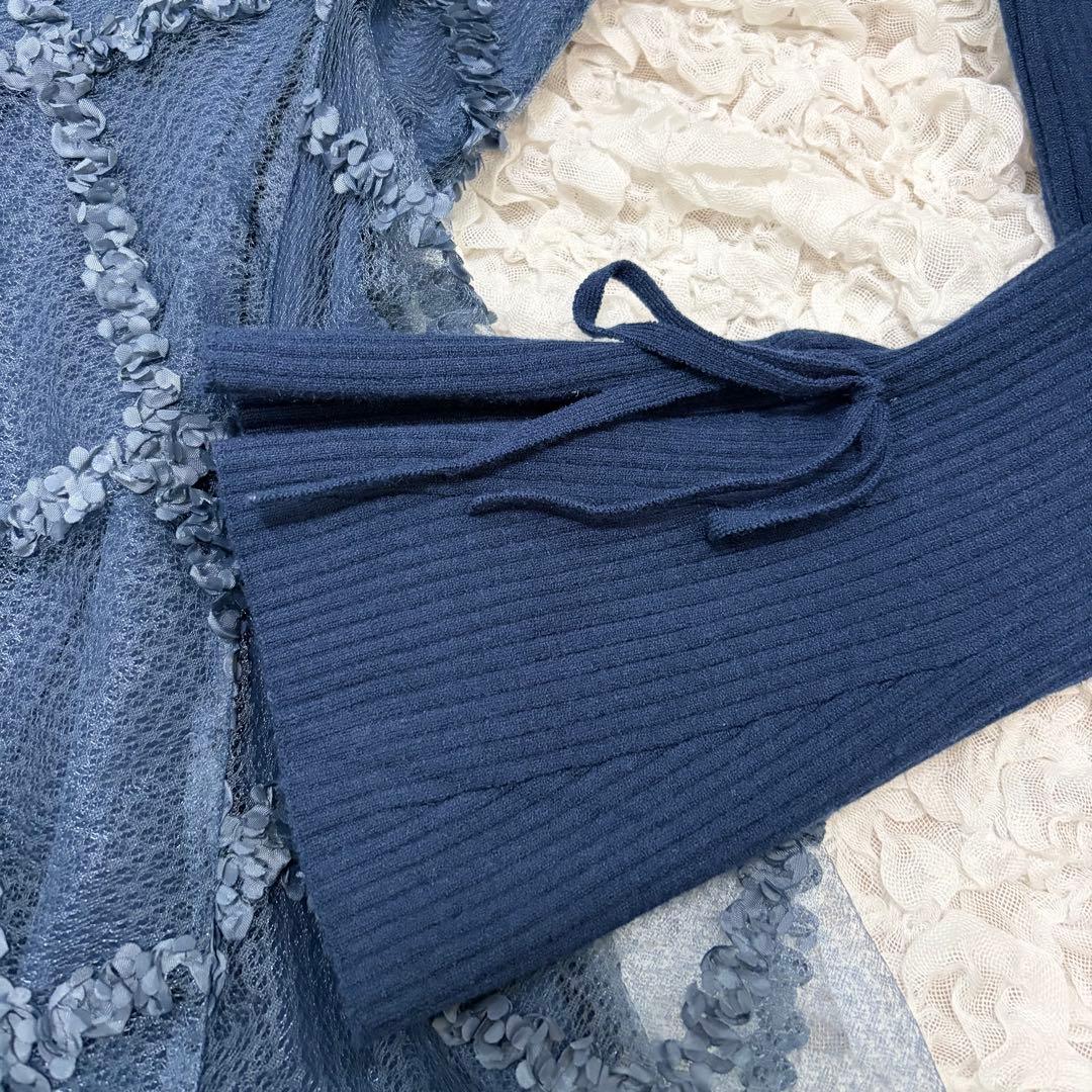 【新品タグ付】リゼクシードッキングフレアミニニットワンピース ネイビー