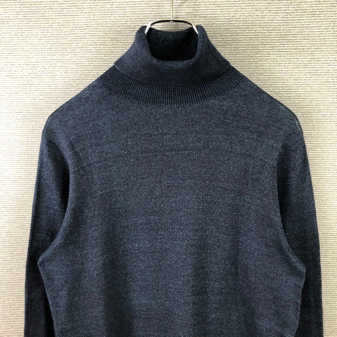 45R ホール超ガーゼの908タートル タートルネックニット インディゴ