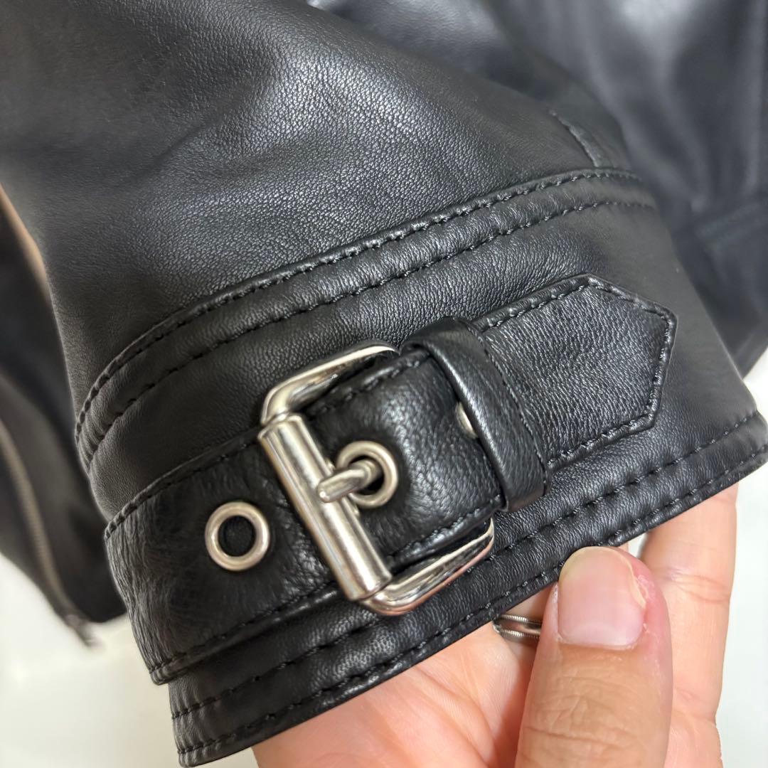 美品 DIESEL L-SHIRO JACKET 羊革 ライダースジャケット L