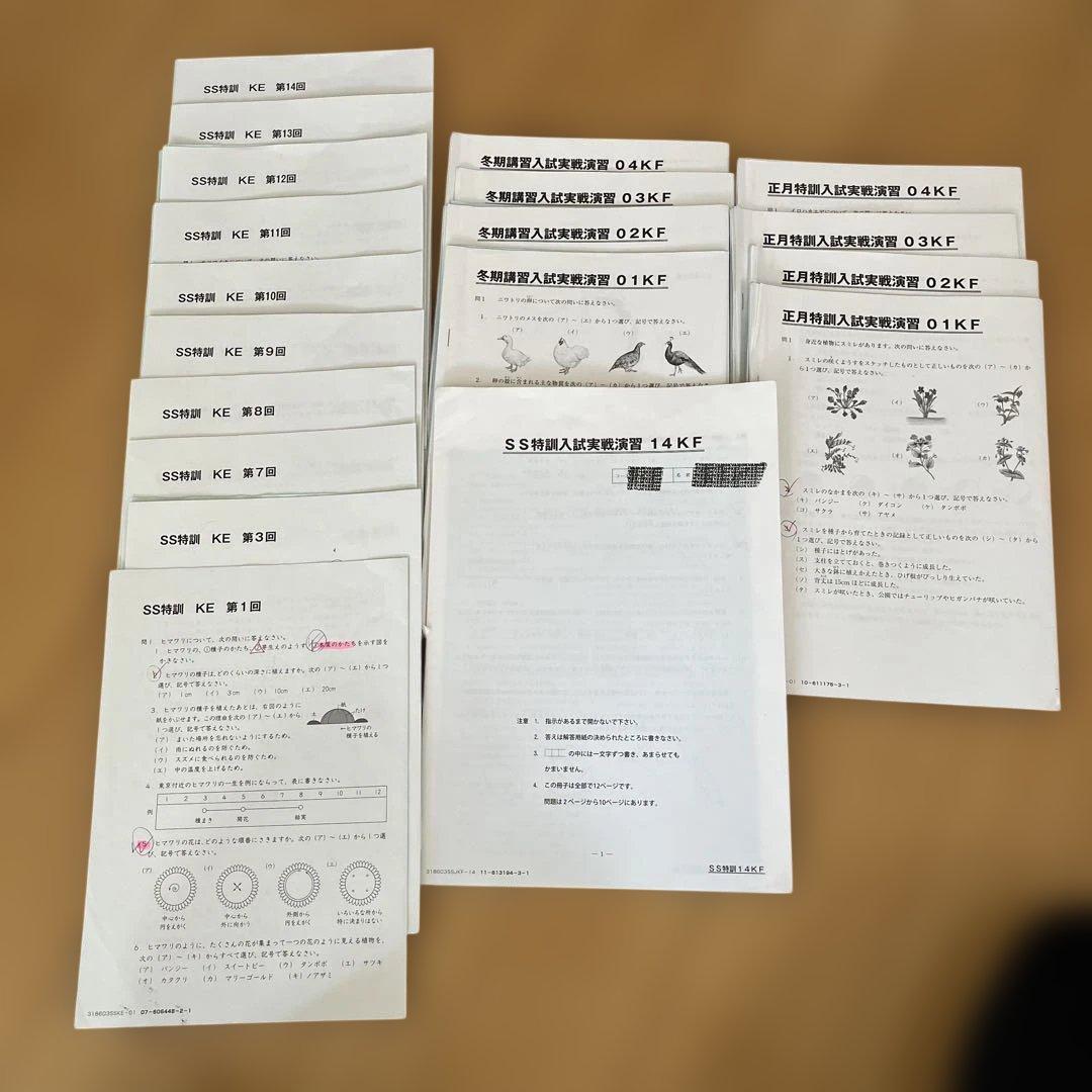 SAPIX サピックス SS特訓　慶應普通部　 理科特訓　KE KFプリント