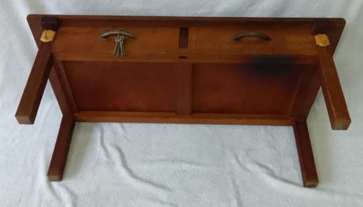 木製　学習机　ひとり机　年代物　アンティーク　引出し付き　寺子屋机　鍵付き　座卓