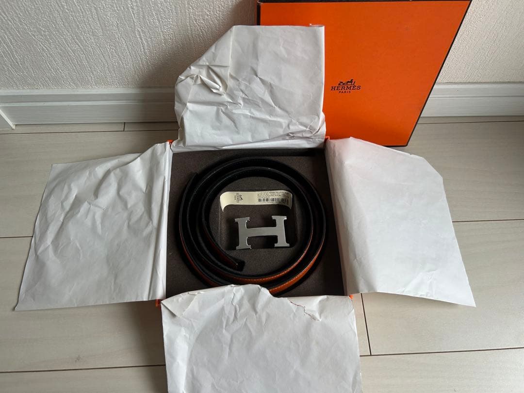 【お値下げ中】HERMES レザー ベルト ブラック（85cm）