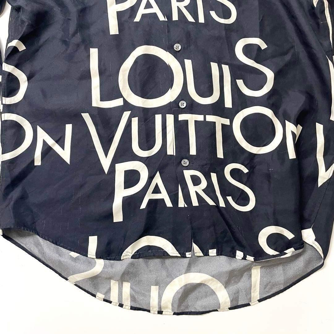 ルイヴィトン　シルク　レギュラーフィット　プリント　総柄　ロングシャツＬサイズ