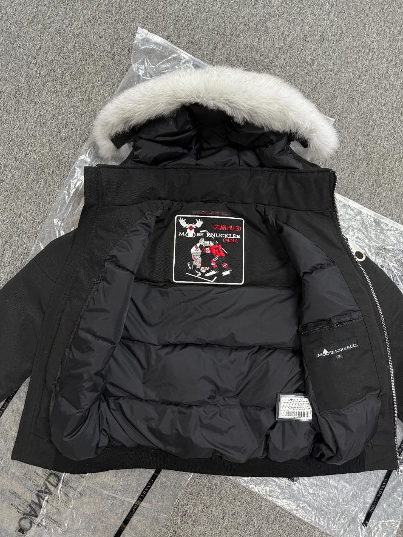 MOOSE KNUCKLESファー付きフード ダウンジャケット ブラック