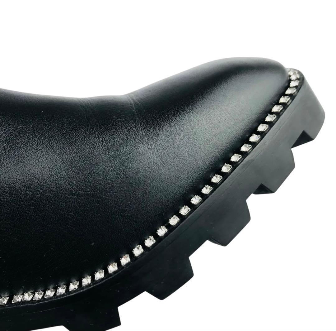 JIMMY CHO クリスタル レザーサイドジップ ショートブーツ(39）